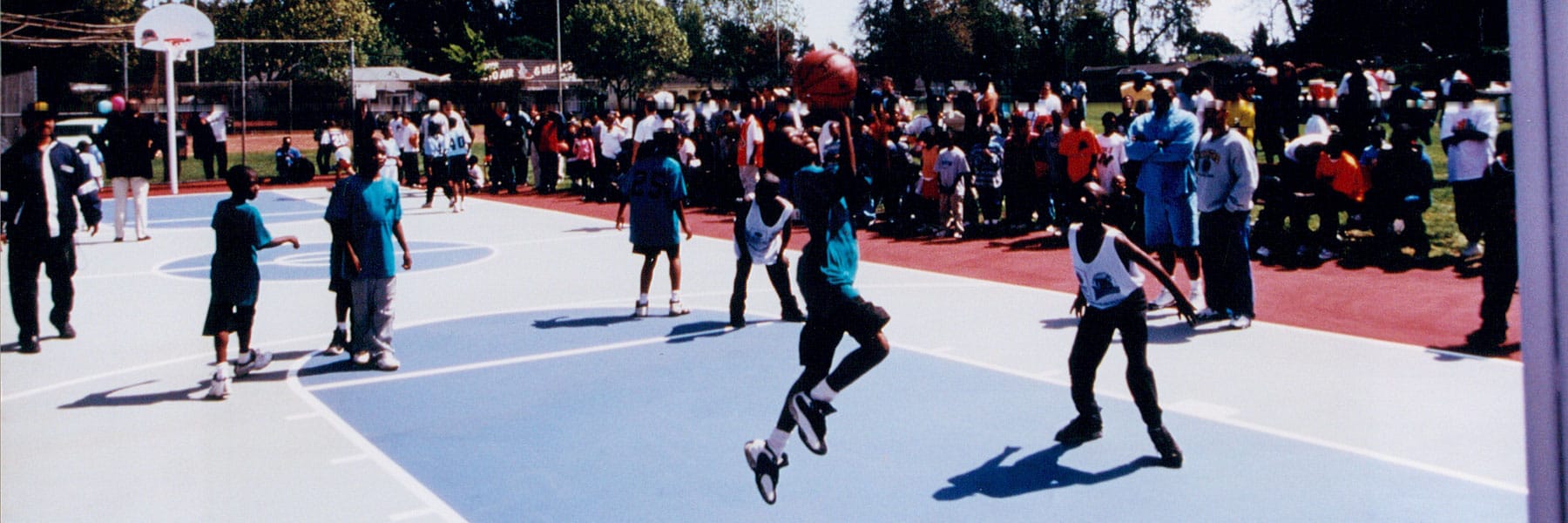 Vintage image of kids playing basketball